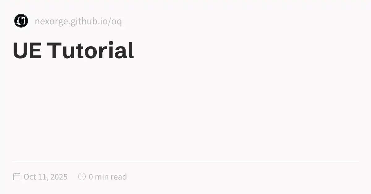 UE Tutorial